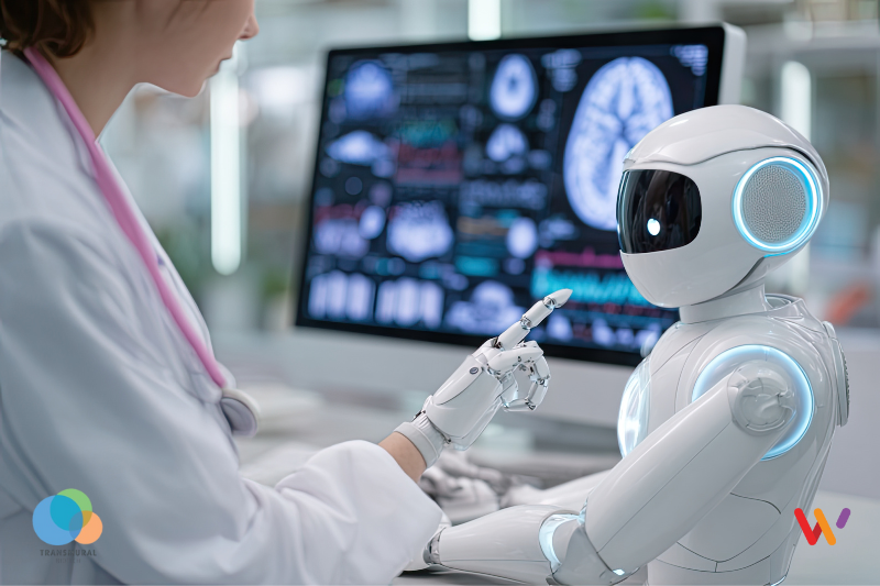 imagen de un robot con una doctora