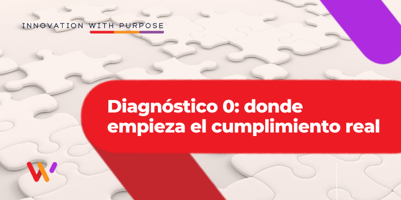 Banner corporativo de SevenWeeks con la frase ‘Diagnóstico 0: donde empieza el cumplimiento real’, sobre fondo de piezas de puzle que simbolizan análisis y encaje del sistema